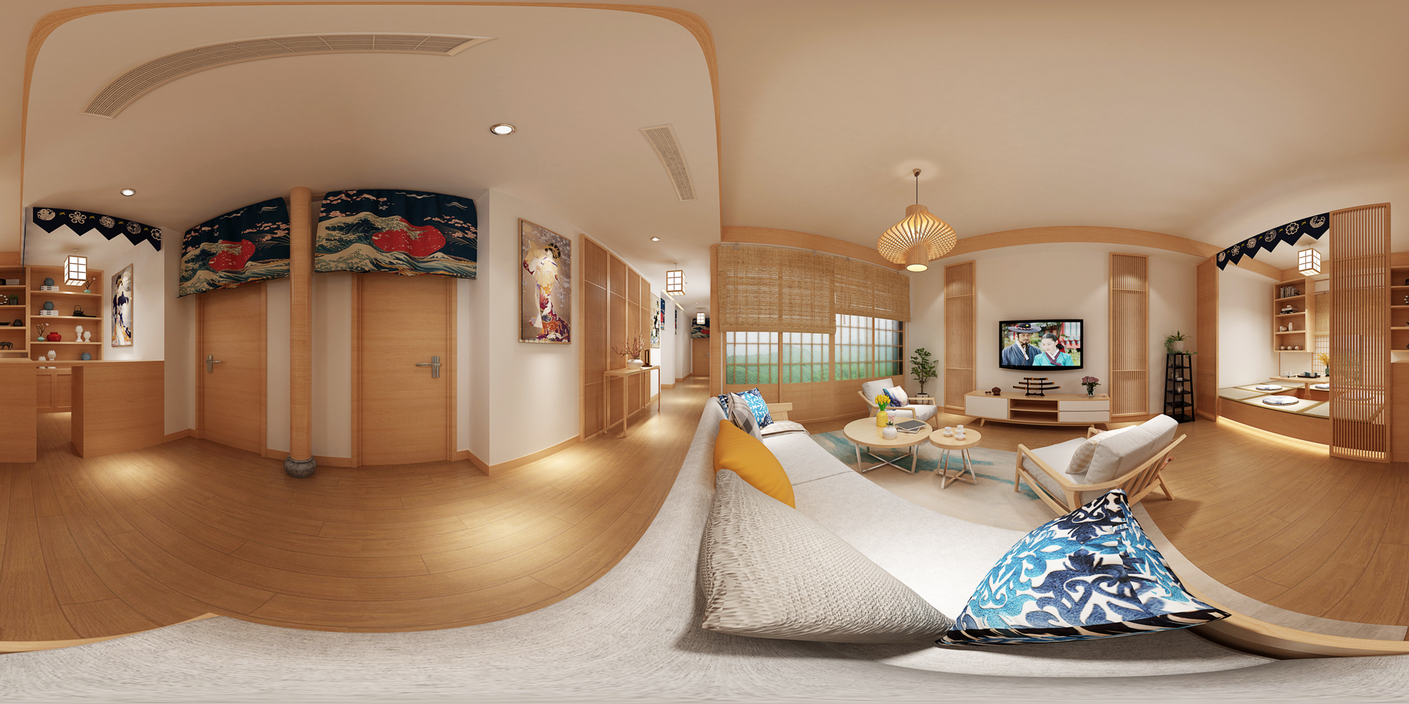 黃山太平湖獨棟日式民宿設(shè)計裝修(圖2) 客廳.jpg