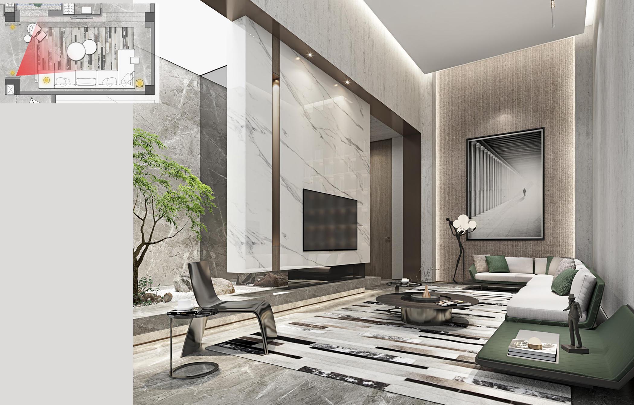 太平.某山莊C戶型新中式樣板間裝飾裝修工程(圖3) 00負(fù)一層會(huì)客廳.jpg