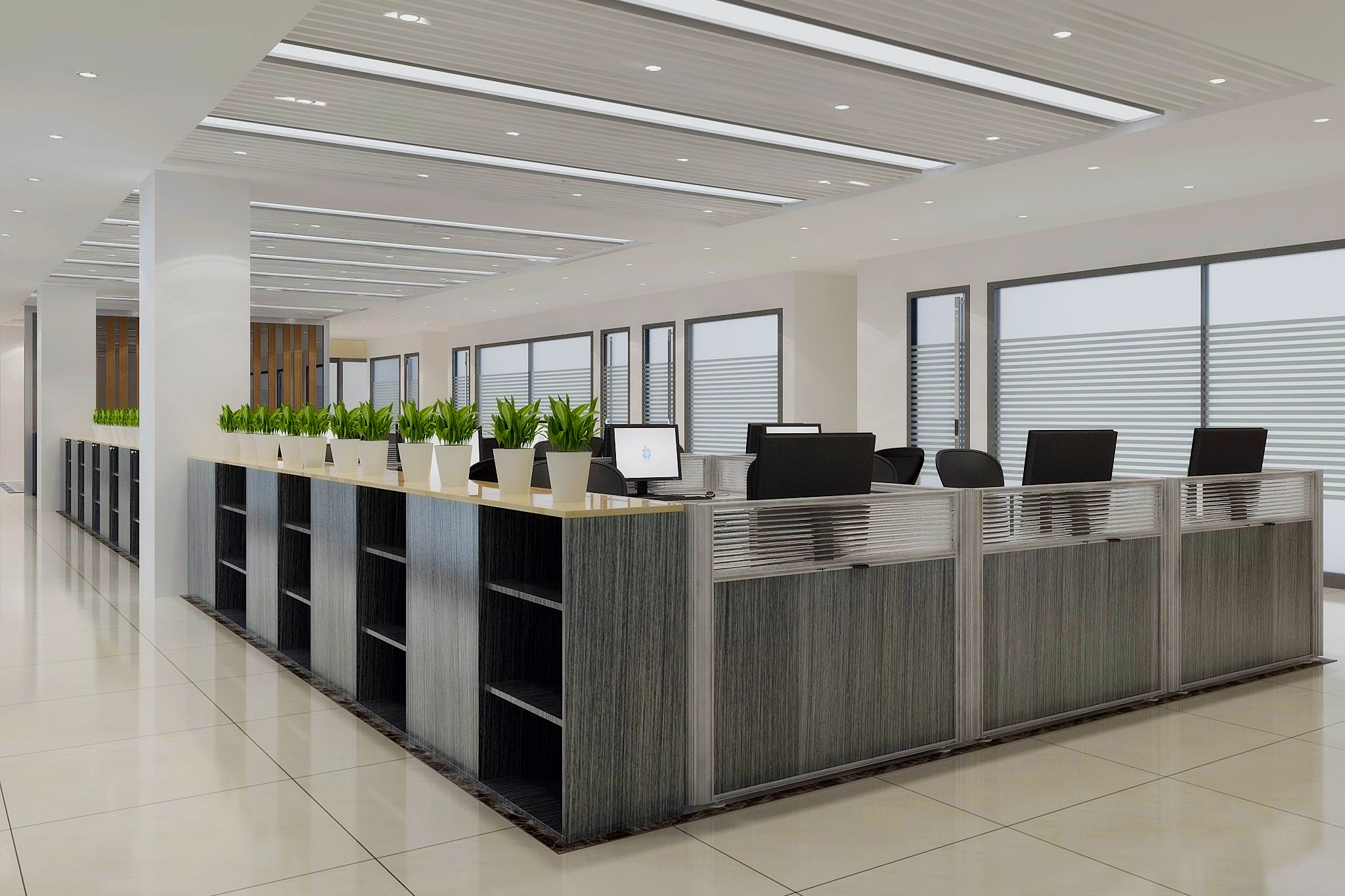 辦公室裝修--看半山裝飾如何實(shí)現(xiàn)小空間大作用(圖1) 敞開辦公區(qū).jpg